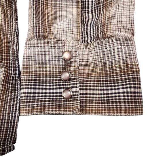 Volcom Mens Howdy Partner Western Long Sleeve Pearl Snap Shirt L Plaid Casual - Picture 5 of 7